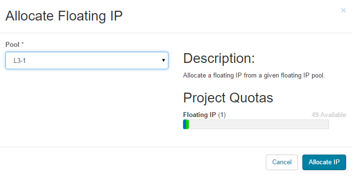 Floating IP igénylése